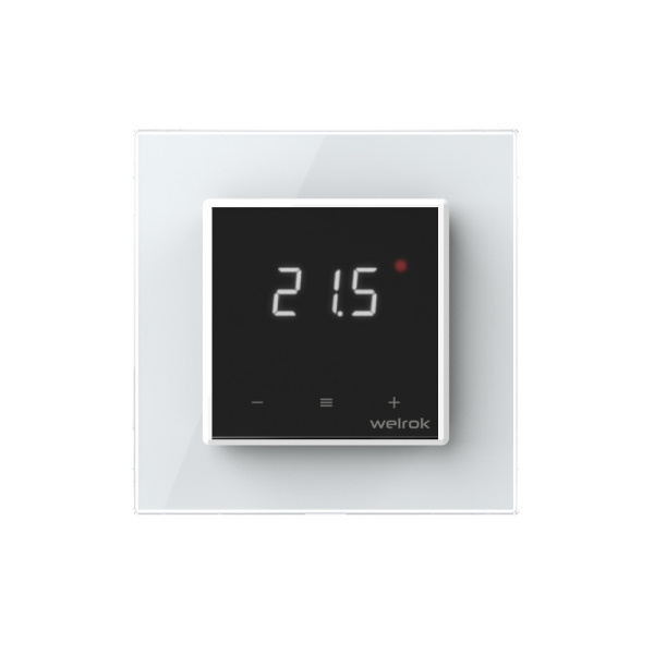 Терморегулятор Welrok LIS для рамки LIVOLO с сенсорным управлением, датчик пола 3 м, цвет черный с белой рамкой Терморегулятор Welrok LIS для рамки LIVOLO с сенсорным управлением, датчик пола 3 м, цвет черный с белой рамкой
