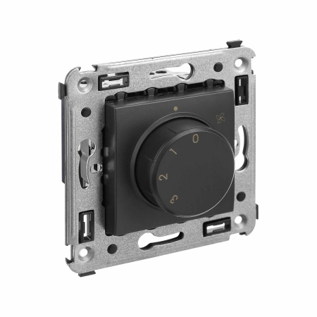 Механизм управления вентиляторами в стену, "Avanti", "Черный матовый" DKC