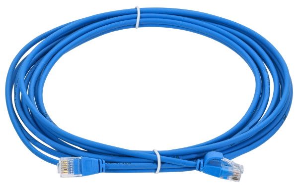 ITK Коммутационный шнур (патч-корд) кат.5E UTP LSZH 5м slim колпачок с язычком синий