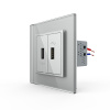 Розетка USB с блоком 5В 2.1А двойная Серая Livolo