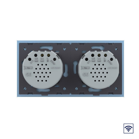 Сенсорный радиоуправляемый выключатель 2 клавиши (1-1), 2 поста Синий Livolo