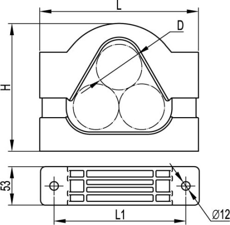 Кабельный держатель для крепления в треугольник, д. 85-110 мм DKC