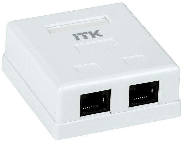 ITK Настенная информационная розетка RJ45 8P8C кат.5E UTP 2-порта белая