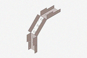 Лоток замковый глухой КСЗГ 150х65-90 УТ1,5 для поворота трассы вниз на 90, оцинкованный лист, S1,0