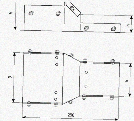 Лоток переходной замковый ЛПЗ 100х100-50х50 УТ1,5, горячее цинкование, S1,0