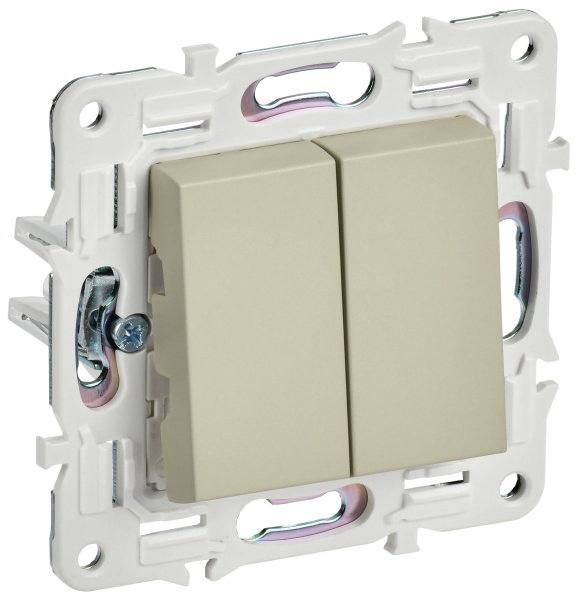 SKANDY Выключатель 2-клавишный проходной 10А SK-V05B бежевый IEK