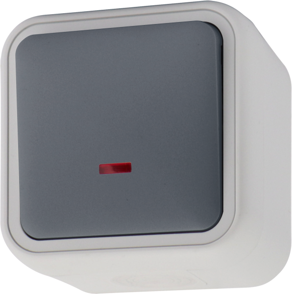 Donel W55 Выключатель звонкового типа 1-кл. накладной, с подсв., серый, IP55, серия (тип) DIP55