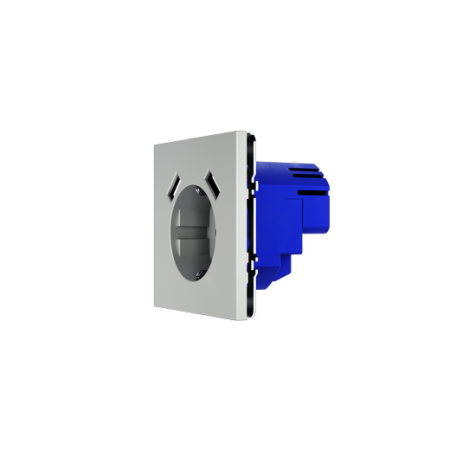 Розетка встраиваемая Voltum S70 с заземлением и защитными шторками, 16А, с USB, A+A, (сталь)