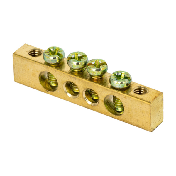 Шина PEN "ноль-земля" (8х12мм) 4 отверстия латунь крепеж по краям PROxima EKF