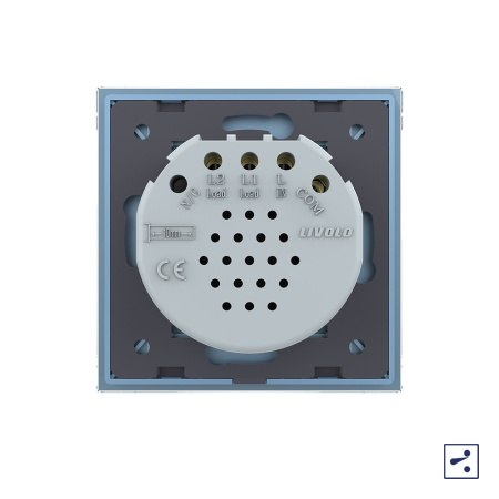 Сенсорный проходной выключатель 2 клавиши 1 пост Синий Livolo