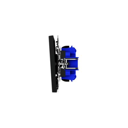 Выключатель встраиваемый Voltum S70 двухклавишный с подсветкой 10А, (черный матовый)