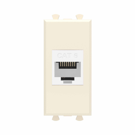 Компьютерная розетка RJ-45 без шторки модульная, кат.6, "Avanti", "Ванильная дымка", 1 модуль DKC