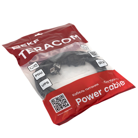 Кабель питания TERACOM для PDU IEC 60320 C13 - CEE 7/7 (Schuko) сечение 3x1,5мм2 250В 10A длина 3,0 метра EKF