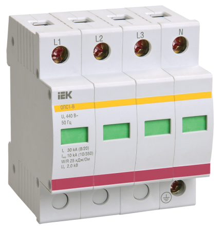 Ограничитель импульсных перенапряжений ОПС1-C 4P 20/40кА 400B IEK