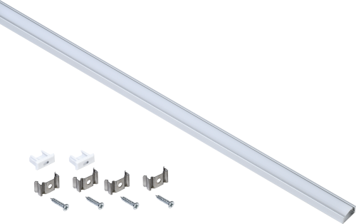 Профиль алюминиевый для светодиодной ленты 1607 накладной прямоугольный 2м с комплектом аксессуаров 