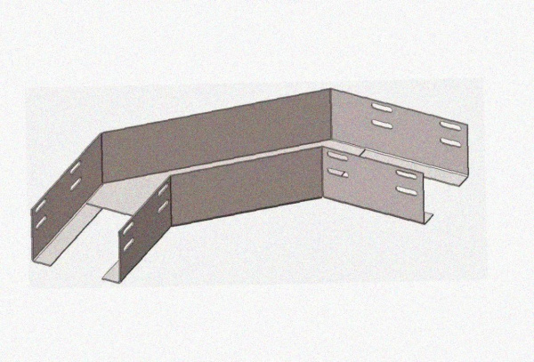 Лоток угловой замковый перфорированный КГЗ 500х60-90 УХЛ1 поворот на 90, горячее цинкование, S1,5