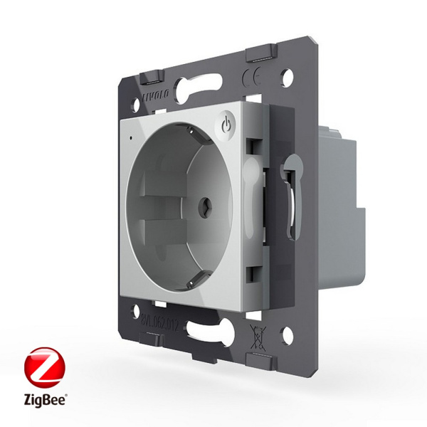 Розетка ZigBee (Wi-Fi) с з/з с защитными шторками 16A, цвет серый (механизм) Livolo Розетка ZigBee (Wi-Fi) с з/з с защитными шторками 16A, цвет серый (механизм) Livolo