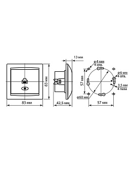 Розетка телефонная RJ11 шоколад "Лама" TDM Розетка телефонная RJ11 шоколад "Лама" TDM