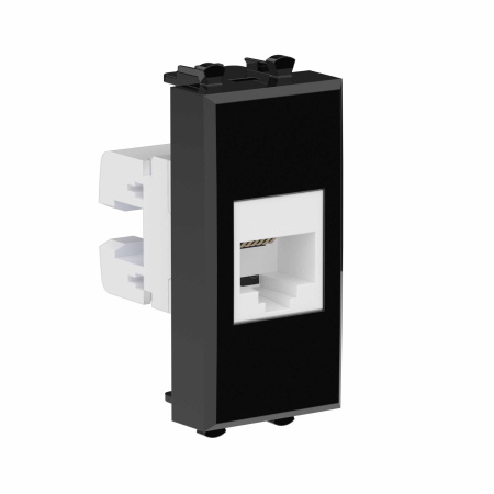 Телефонная розетка RJ-12 без шторки модульная, "Avanti", "Черный квадрат", 1 модуль DKC