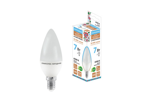 Лампа светодиодная FС37-7 Вт-230 В -6500 К–E14 Народная TDM