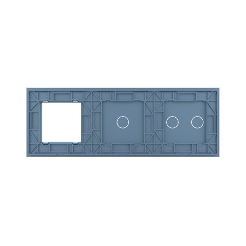 Панель для двух сенсорных выключателей и розетки, 3 клавиши (2+1), цвет синий, стекло Livolo фото 4
