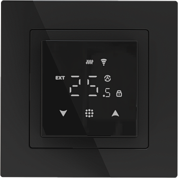 Donel Термостат с датчиком пола, программируемый с Wi-Fi, 16 A, 45*45 мм. черное стекло, серия DTEF
