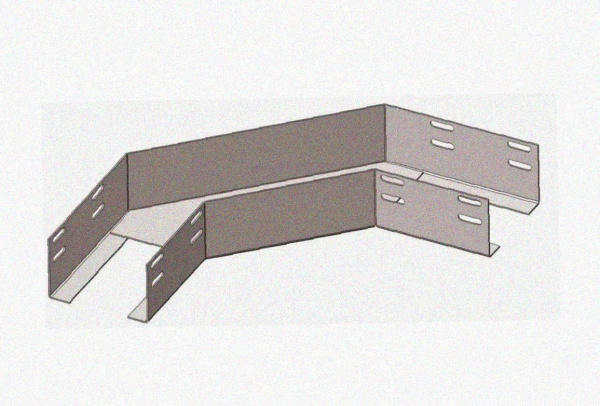 Лоток угловой замковый глухой КГЗГ 500х80-90 УХЛ1 поворот на 90, горячее цинкование, S1,5