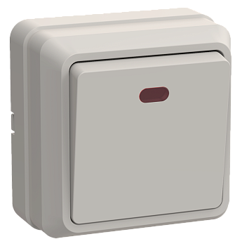 Выключатель 1-клавишный ОУ с индикацией ВС20-1-1-ОКм 10А ОКТАВА кремовый IEK