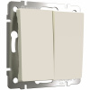 Выключатель двухклавишный проходной (айвори матовый) СУ IP20 Werkel