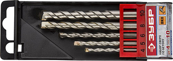 Мастер 5 шт: d 4-5-6-8-10 мм набор сверл по бетону ЗУБР