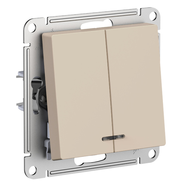 ATLASDESIGN Механизм выключателя 2-кл. с подсветкой, 10А, песочный Schneider Electric 