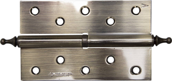 Петля дверная разъемная "ЭКСПЕРТ", 1 подшипник, цвет ст. латунь (AB), левая, с крепежом, 125х75х2,5мм,2шт ЗУБР