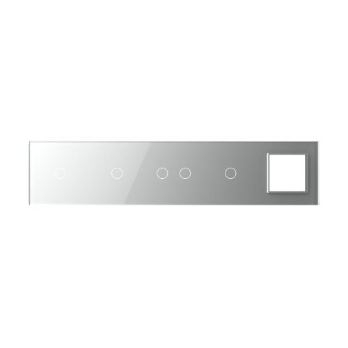 Панель для 4-х сенсорных выключателей и розетки, 5 клавиш (1+1+2+1), цвет серый, стекло Livolo фото 2