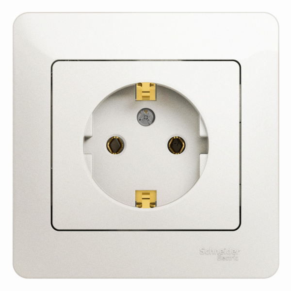 GLOSSA  Розетка СУ 1 мест. с зазем. в сборе 16А перламутр IP20 Schneider Electric