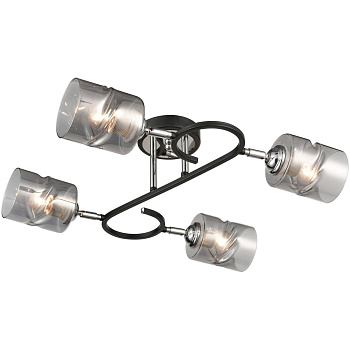 Люстра потолочная Черный, Хром/Дымчатый E27 4*60Вт 235-107-04 VELANTE