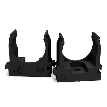 Крепеж-клипса для труб атмосферостойкая для прямого монтажа черная в п/э d25 мм (100шт/700шт уп/кор) Промрукав