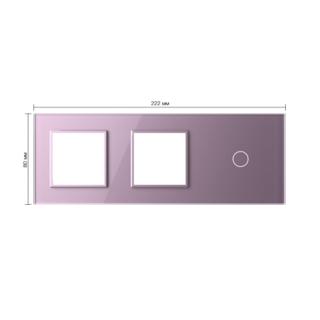 Панель для двух розеток и сенсорного выключателя, 1 клавиша, цвет розовый, стекло Livolo