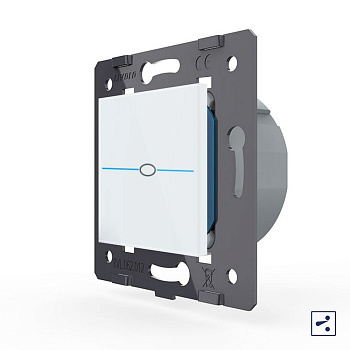 Одноклавишный проходной сенсорный выключатель Quadro, цвет белый (механизм) Livolo