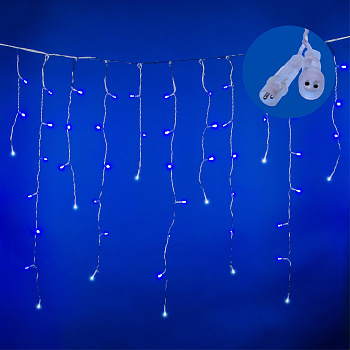 Гирлянда-бахрома ул. св/д мерцание 25м 440 LED провод прозр. IP44 синий, белый Uniel 