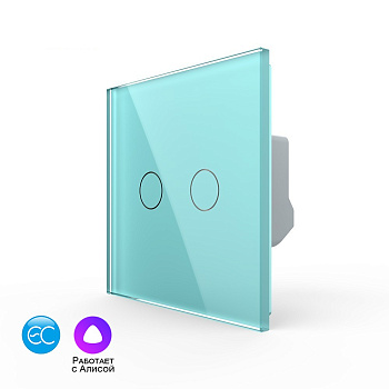 Двухклавишный умный сенсорный выключатель EC, 1 пост, цвет зеленый Livolo