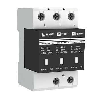 Ограничитель импульсных напряжений ОПВ-B 3П In 30кА 400В с сигн. EKF PROxima 