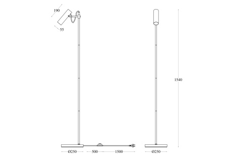 Торшер 1*GU10 40Вт Черный IP20 Bansky MOD129FL-01B Technical