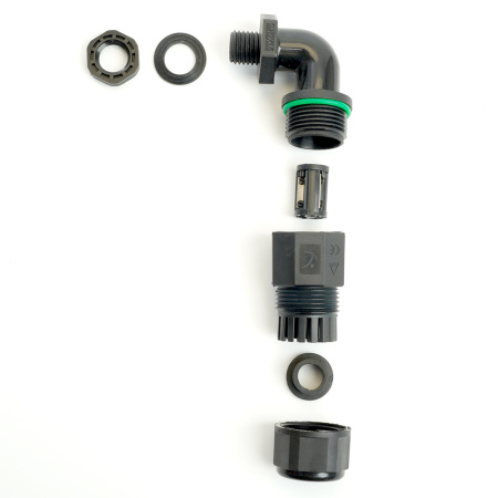 Соединитель-коннектор LD543 3-контактный угловой с винтовым контактом IP68, черный STEKKER