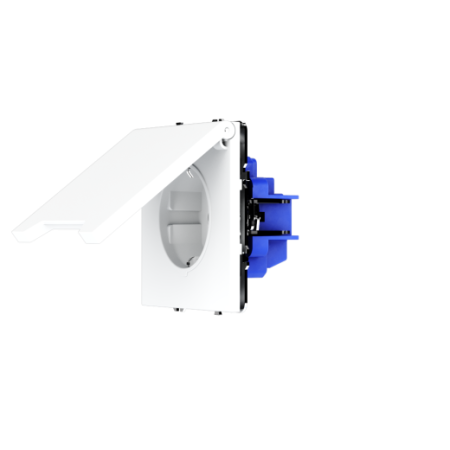 Розетка встраиваемая Voltum S70 с заземлением, защитными шторками и крышкой 16А, (белый матовый)