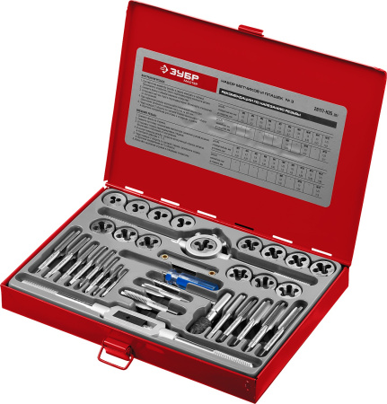 35 предметов, набор метчиков и плашек, сталь 9ХС ЗУБР