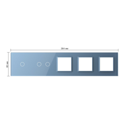 Панель для 2-х сенсорных выключателей и 3-х розеток, 3 клавиши (1+2), цвет синий, стекло Livolo