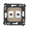 Компьютерная розетка RJ-45 без шторки в стену, кат.5е двойная, "Avanti", "Ванильная дымка" DKC