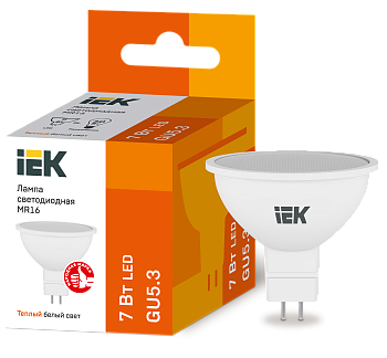 Лампа светодиодная MR16 софит 7Вт 230В 3000К GU5.3 IEK