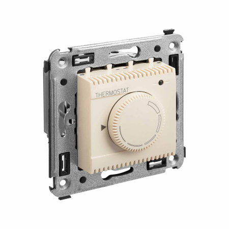 Термостат для теплых полов в стену, "Avanti", "Ванильная дымка" DKC