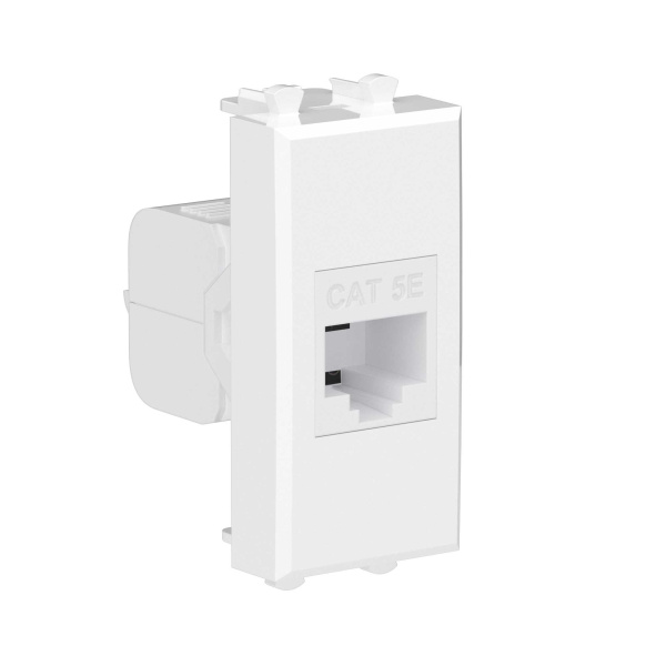 Компьютерная розетка RJ-45 без шторки модульная, кат.5е, "Avanti", "Белое облако", 1 модуль DKC